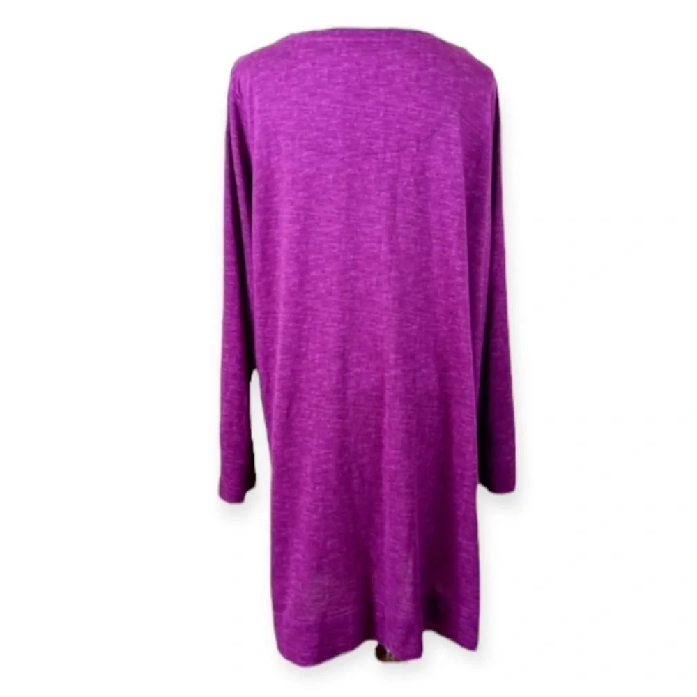 Kate Spade Goodnight Sleep Shirt Long  Sleeve Pockets Brushed Knit XL Purple